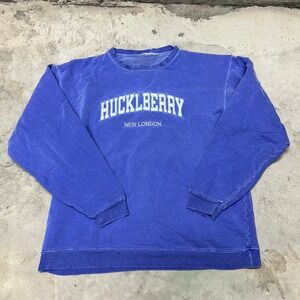 Huckleberry New London Sweatshirt Blue Collegiate Style Pullover‎ Top VTG
